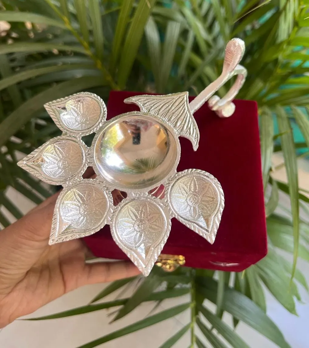 German Silver Panch Mukhi Aarti Diya