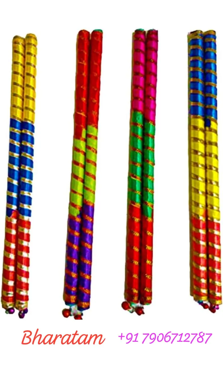 Traditional Wooden Tiranga Dandiya Sticks for Navratri Festval & Garba Dance.
