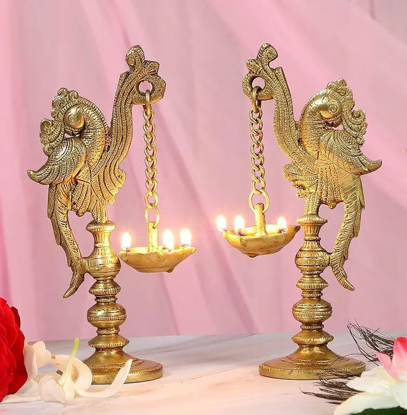 Beautiful 7 inches Peacock Brass Diya Stand