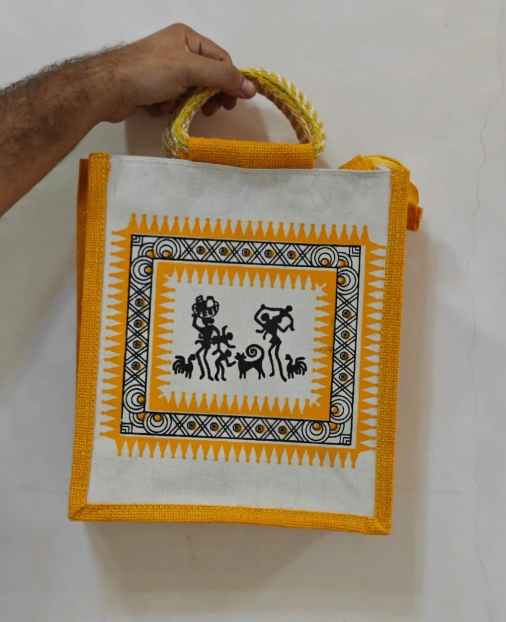 Handcrafted Jute Bag (Yellow)