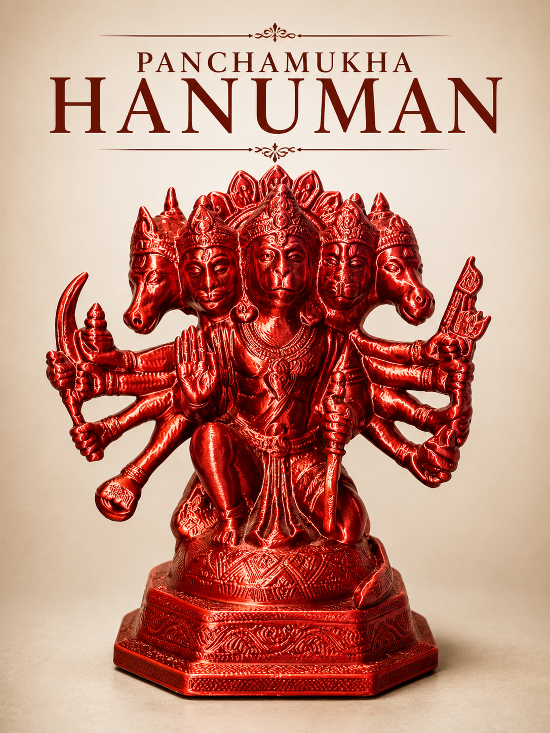 3D Printed Panchmukhi Hanuman — Crimson